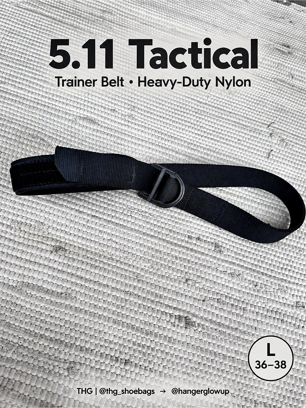 5.11 Tactical Trainer Belt 1.5 Black Nylon Mens Large 36-38 59409